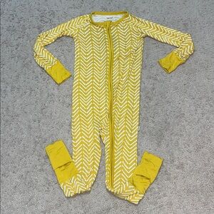 Little Sleepies Yellow and White Chevron Footie